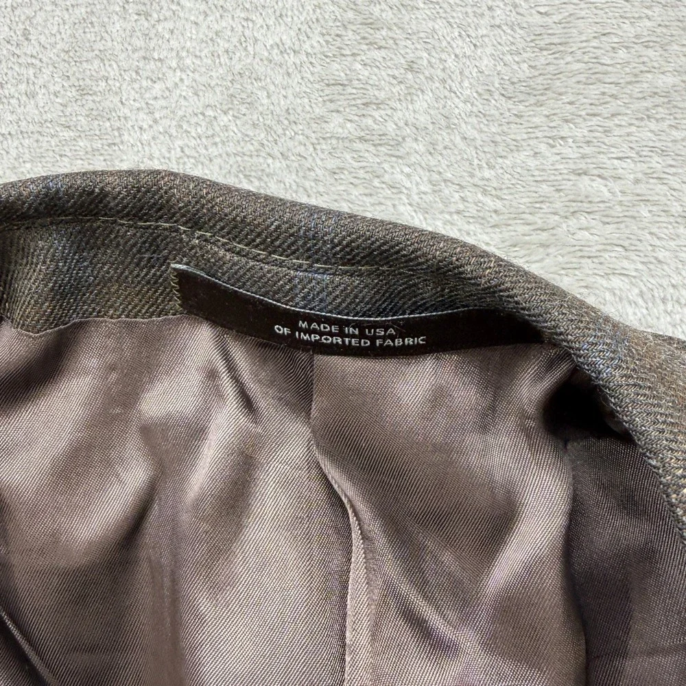 Joseph Abboud Sport Coat Mens 48L Brown Plaid 100% Wool 3 Button Blazer 1417/1